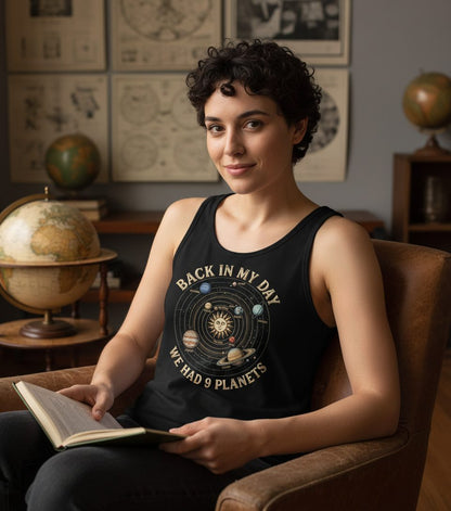 Back in My Day We Had 9 Planets solar system Tank Top Black lifestyle mockup