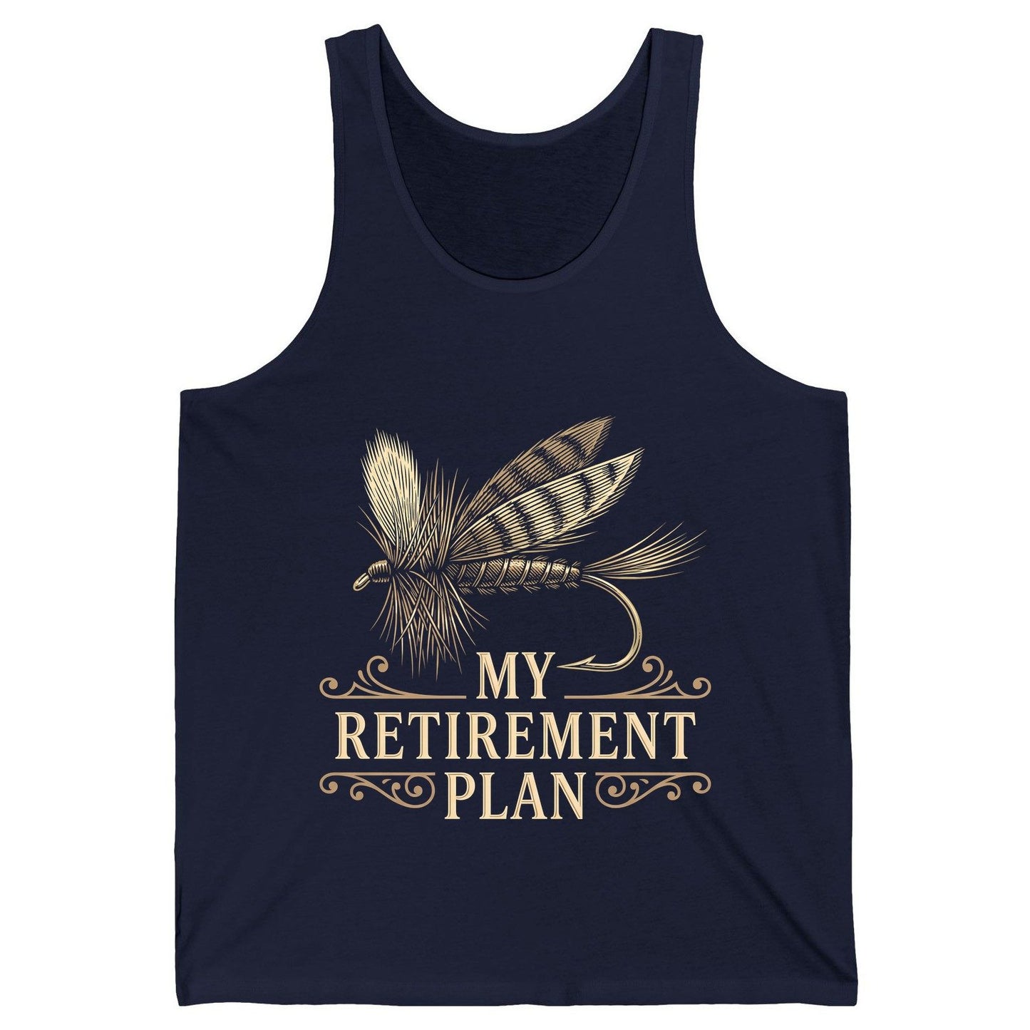 My Retirement Plan fly fishing Tank Top Navy product mockup
