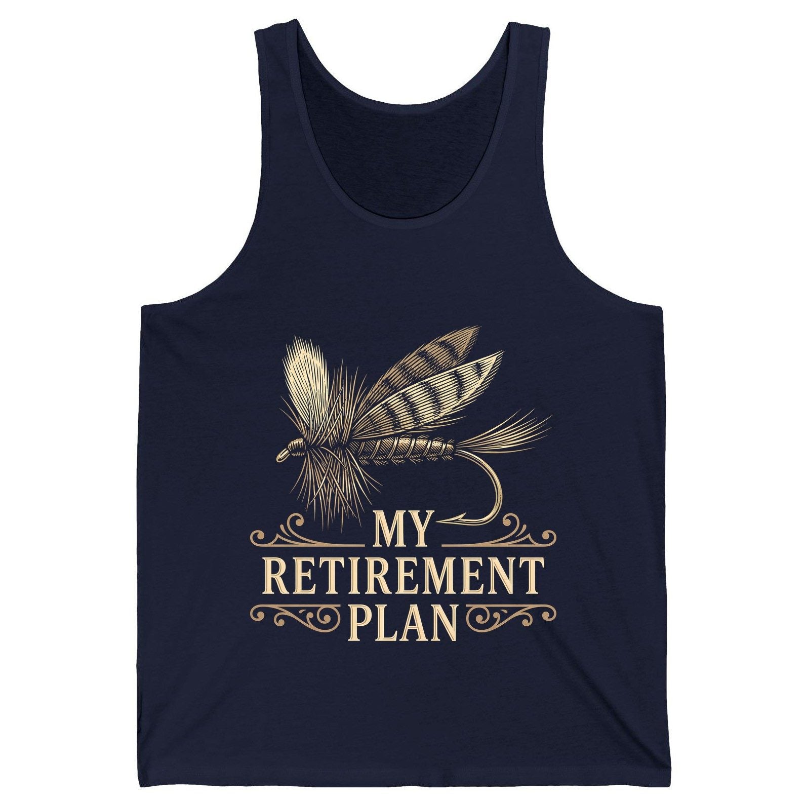 My Retirement Plan fly fishing Tank Top Navy product mockup