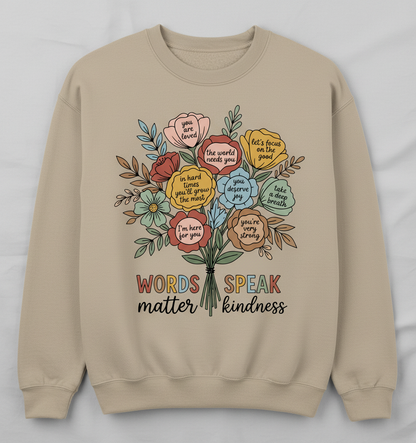 Floral Bouquet of Kindness Positive Affirmations Sweatshirt - Sand