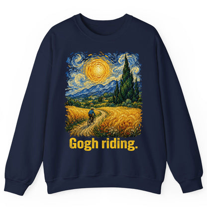 Gogh Riding art parody Sweatshirt Navy product mockup