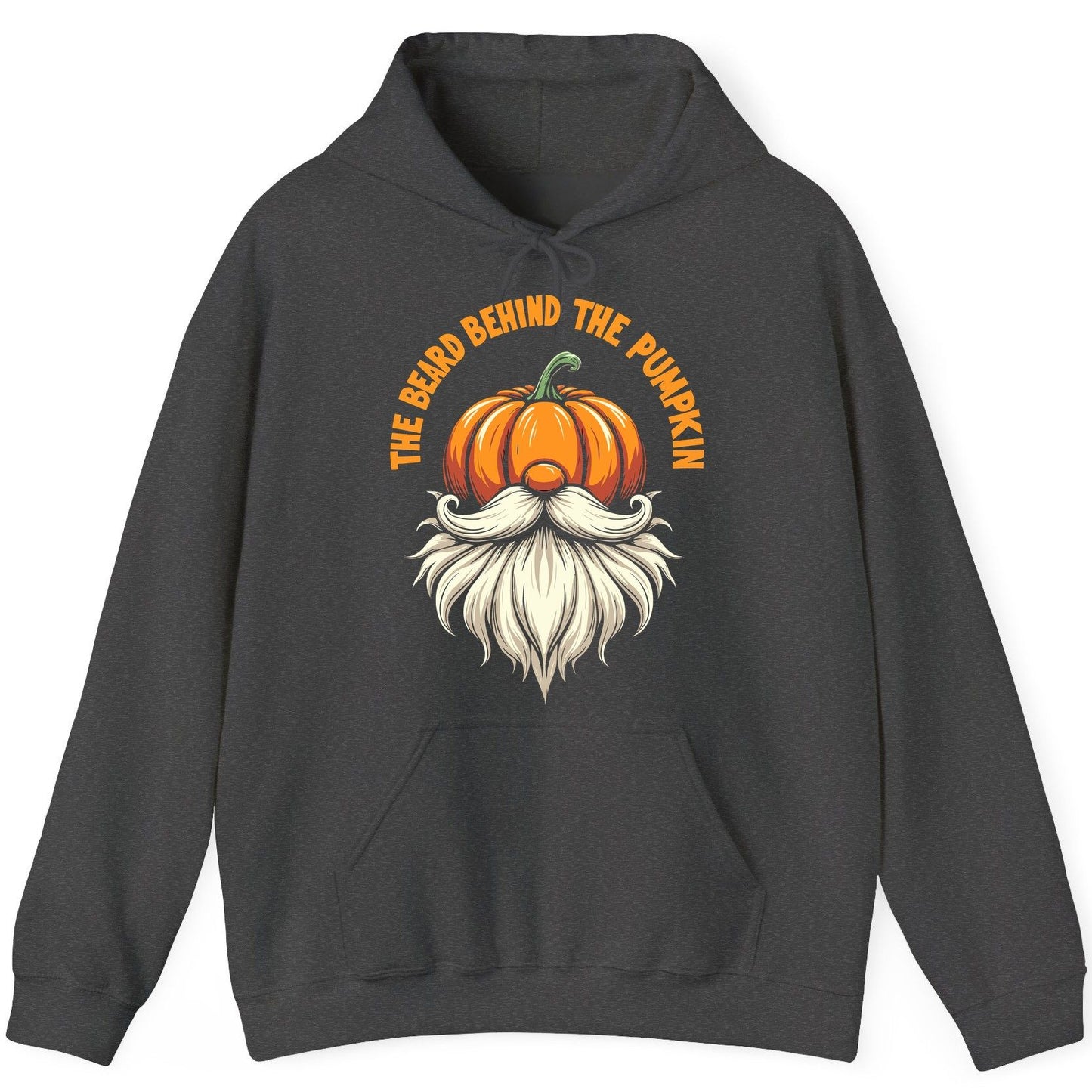 The Beard Behind the Pumpkin Halloween gnome Hoodie Dark Heather product mockup
