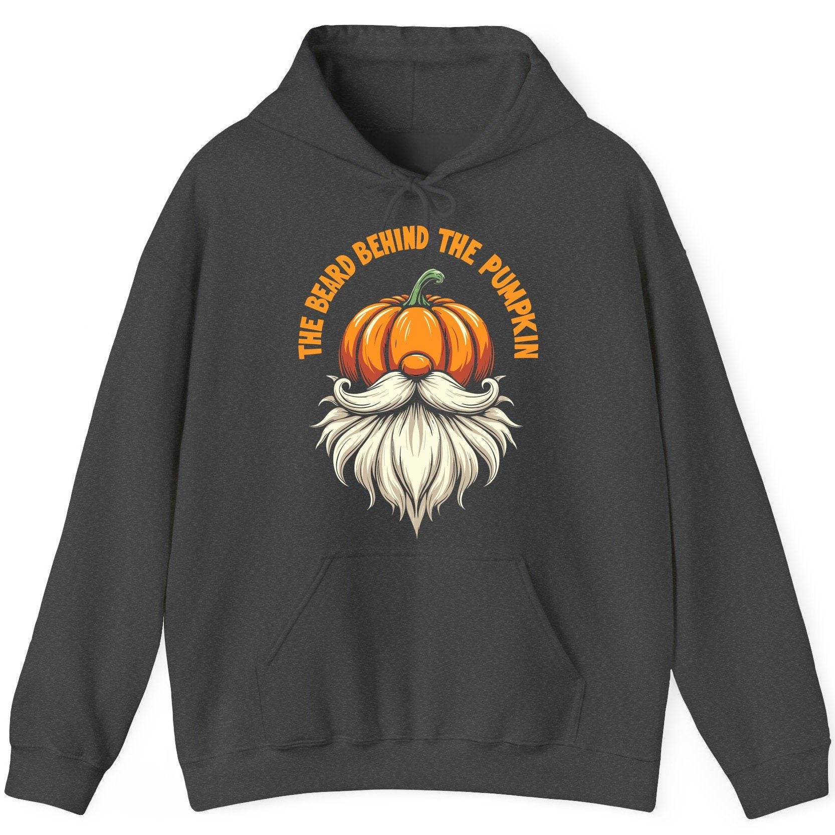 The Beard Behind the Pumpkin Halloween gnome Hoodie Dark Heather product mockup