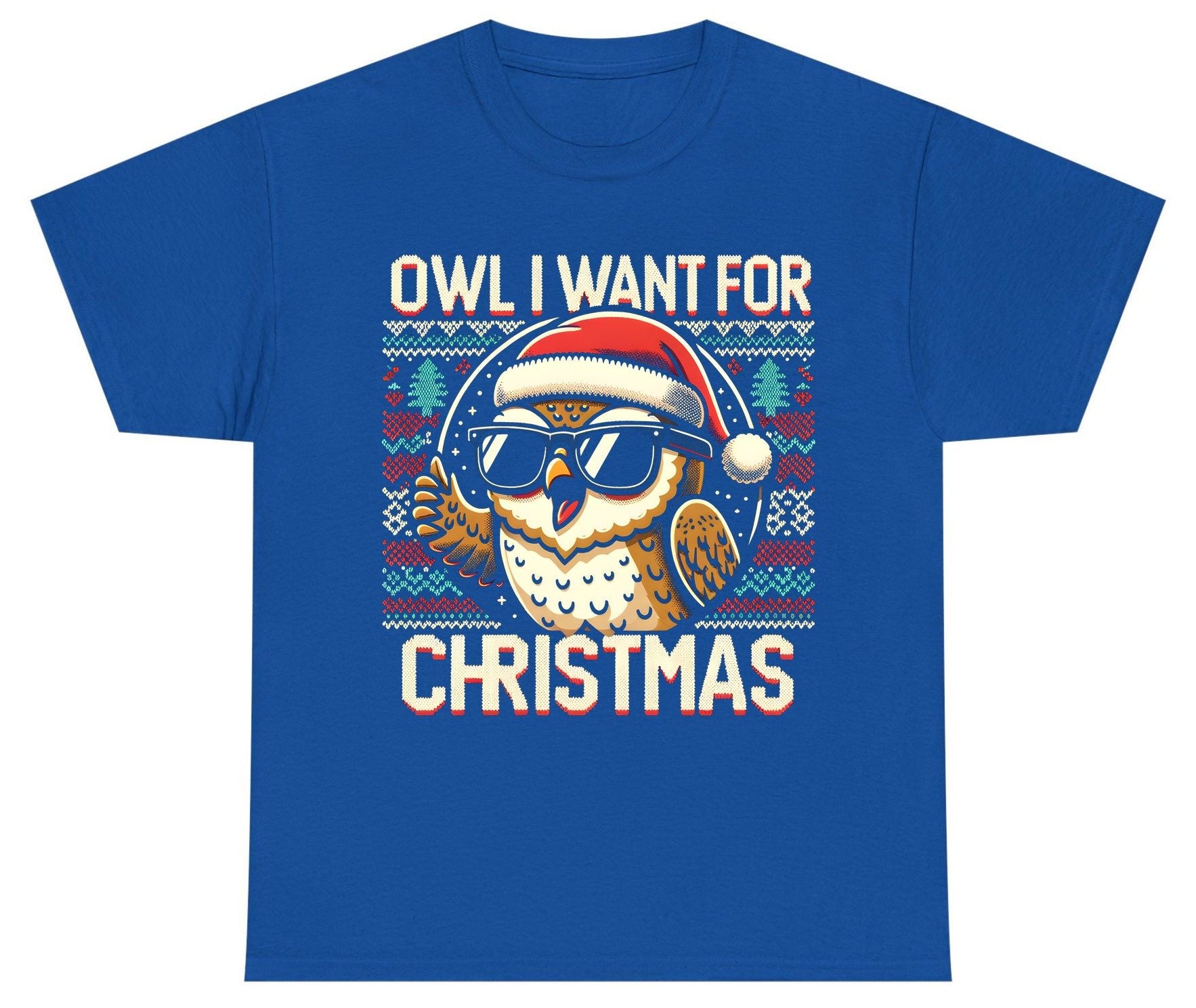 Owl I Want for Christmas Christmas owl Youth T-Shirt Royal product mockup