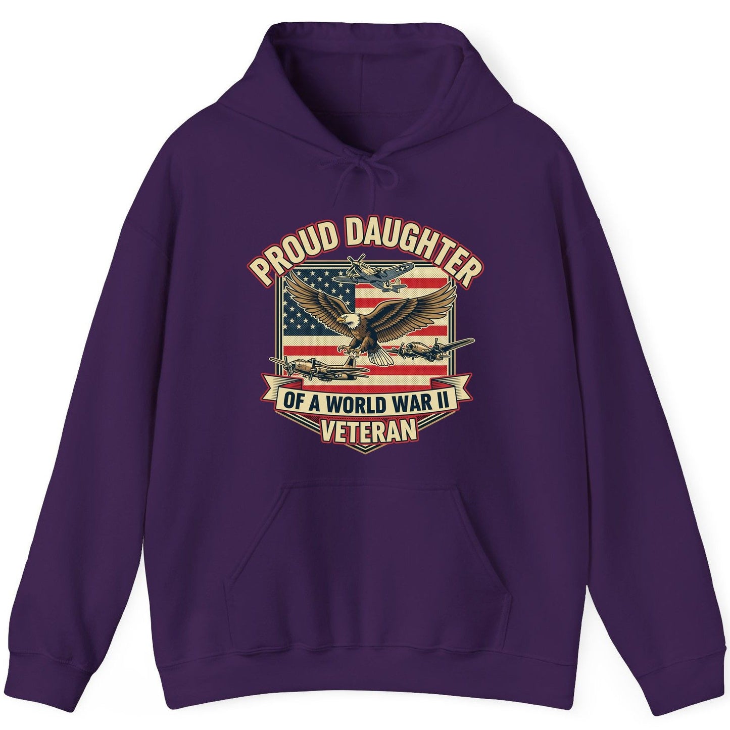 Proud Daughter of a World War Ii Veteran world war ii veteran Hoodie Purple product mockup