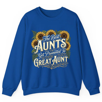 The Best AUNTS Get Promoted to GREAT AUNT Retro Sweatshirt - product mockup - Royal