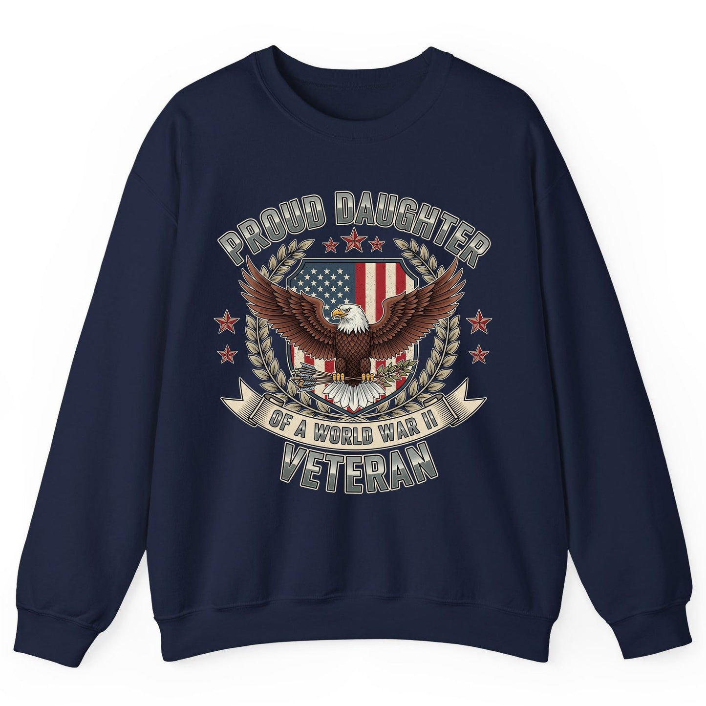 Proud Daughter of a World War Ii Veteran wwii veteran Sweatshirt Navy product mockup