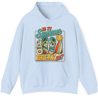 Is It Summer Break Yet Retro Vacation Hoodie - product mockup - Light Blue