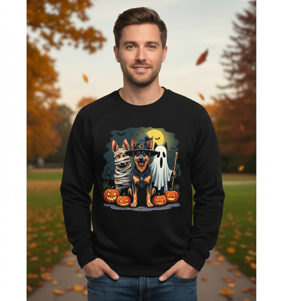 Halloween Dogs in Costumes Halloween dogs Sweatshirt Black lifestyle mockup