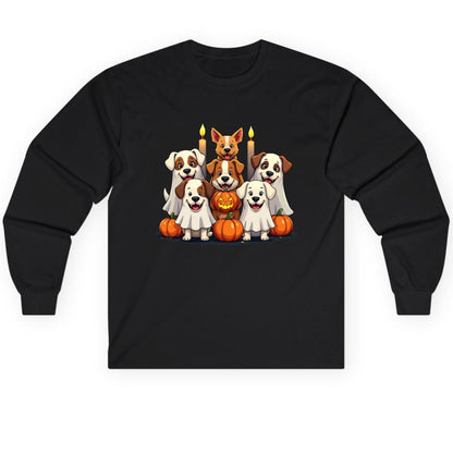 Cute Ghost Dogs Halloween Halloween dogs Long Sleeve Tee Black product mockup