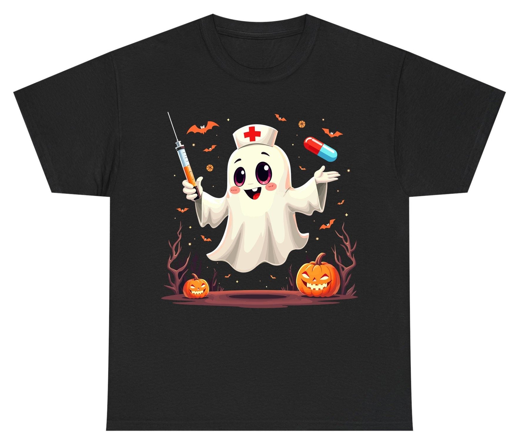 Cute Ghost Nurse Halloween ghost nurse Youth T-Shirt Black product mockup