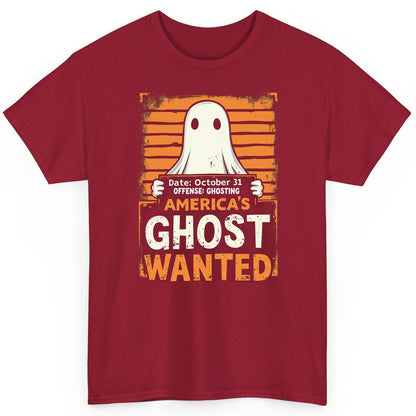 Date October 31 Offense Ghosting America's Ghost Wanted ghost T-Shirt Cardinal Red product mockup