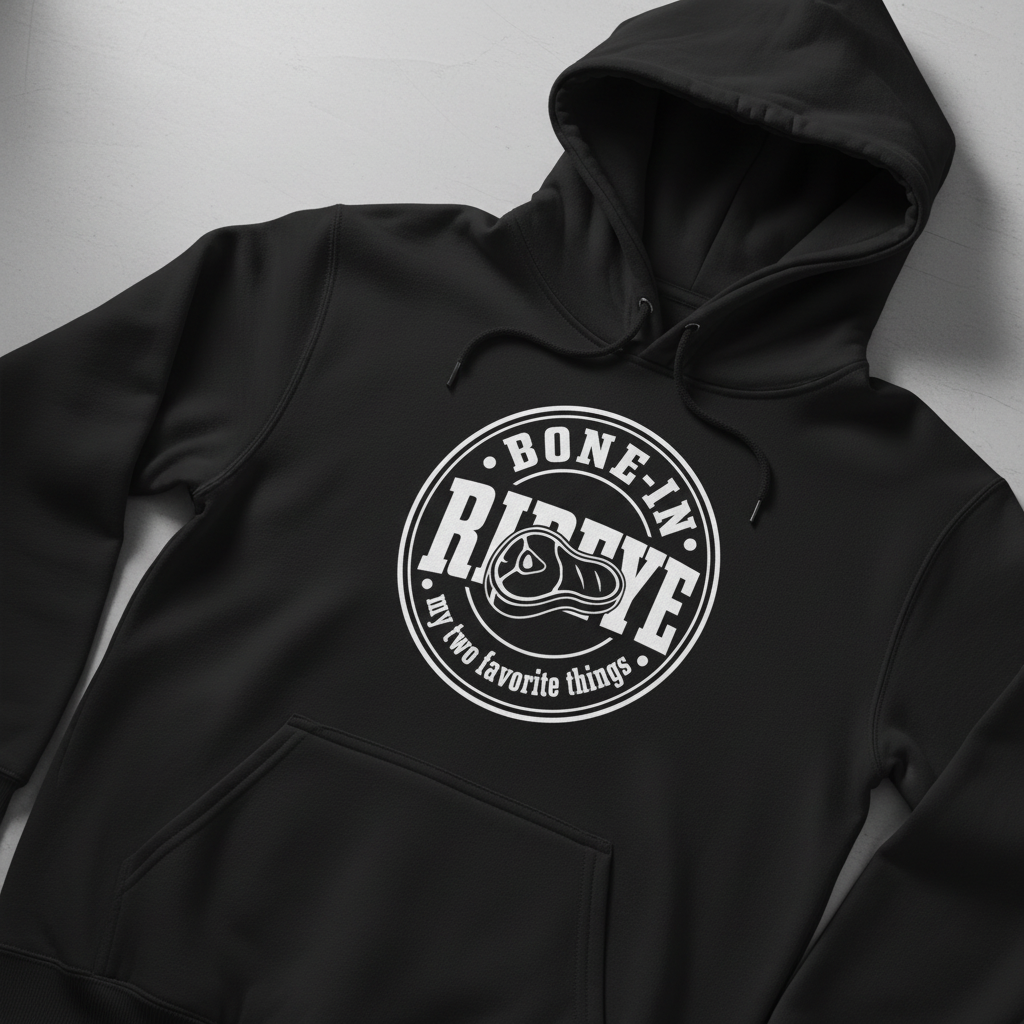 Bone-In Ribeye My Two Favorite Things Hoodie - Black