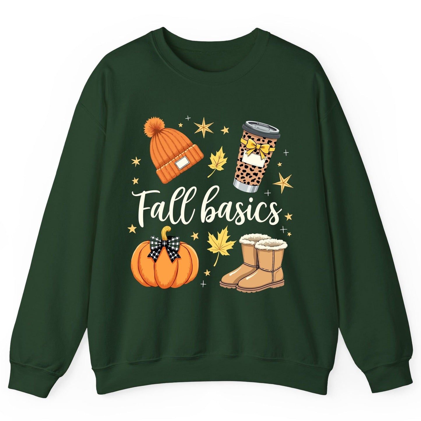 Fall Basics autumn essentials Sweatshirt Forest Green product mockup