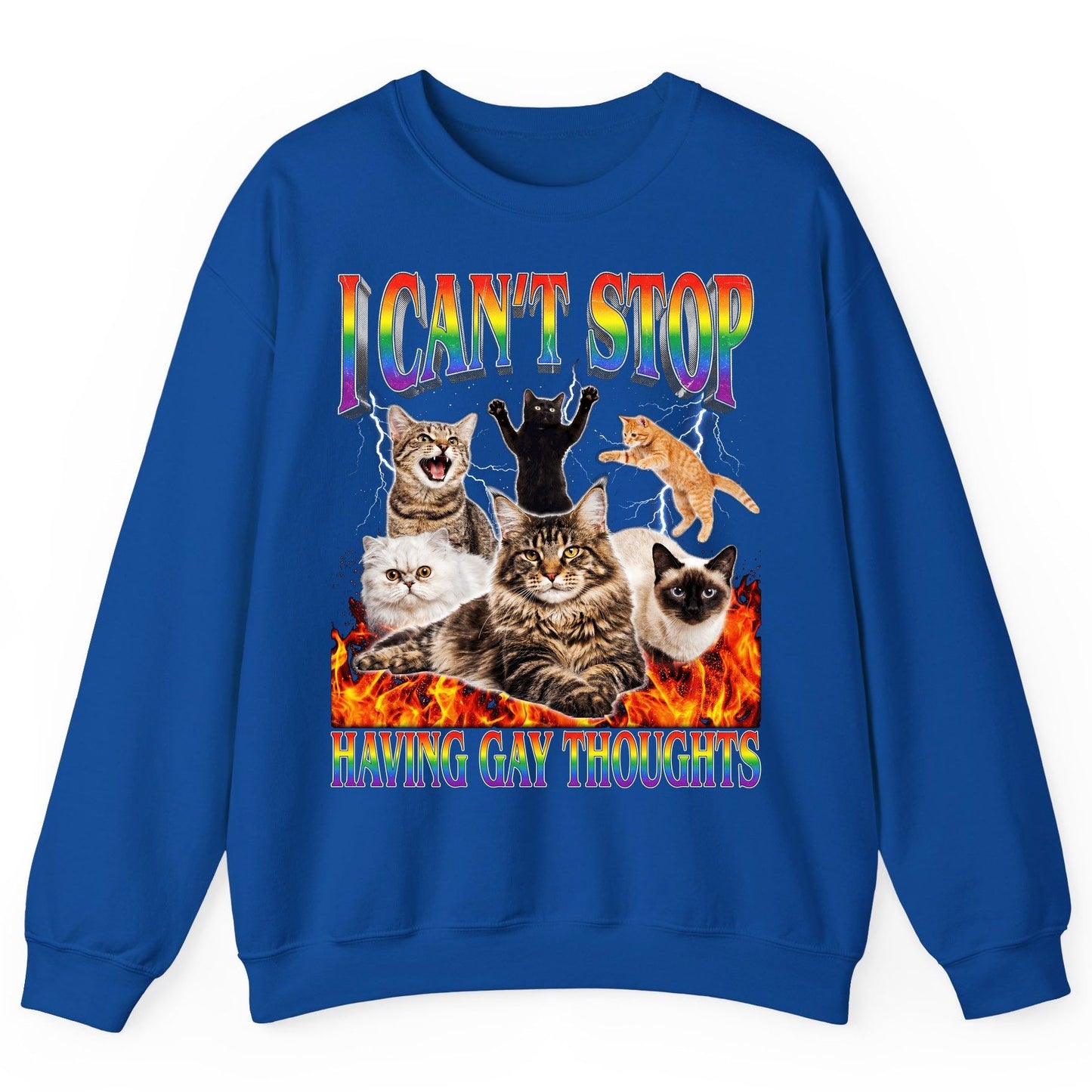 I Can't Stop Having Gay Thoughts cats Sweatshirt Royal product mockup