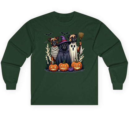 Halloween Dogs in Costume Halloween dogs Long Sleeve Tee Forest Green product mockup