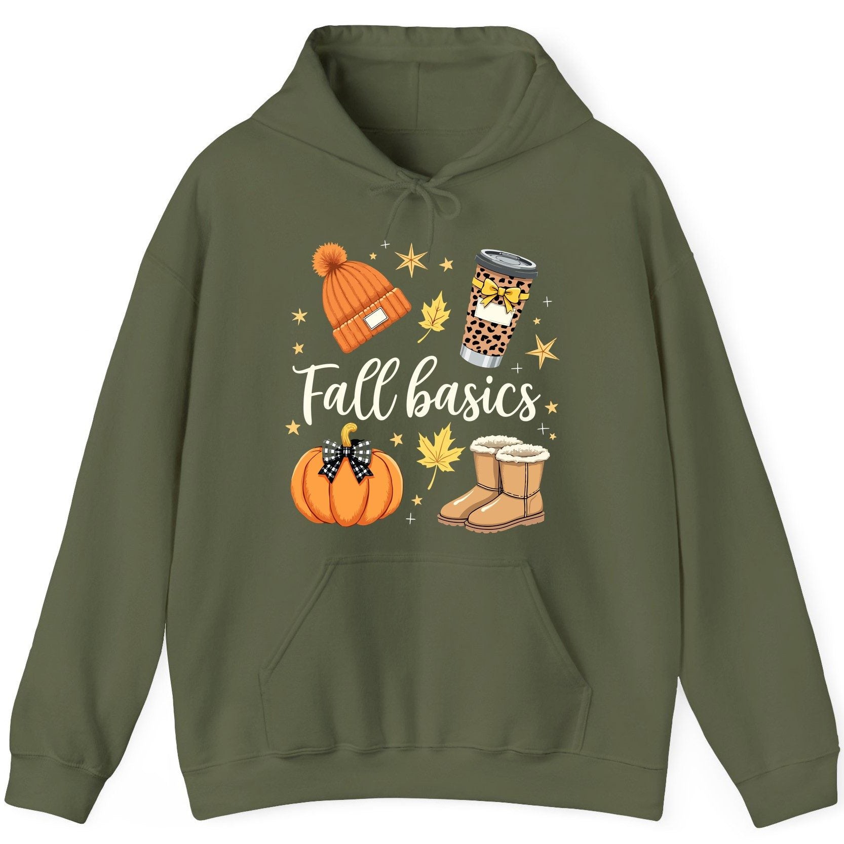 Fall Basics autumn essentials Hoodie Military Green product mockup