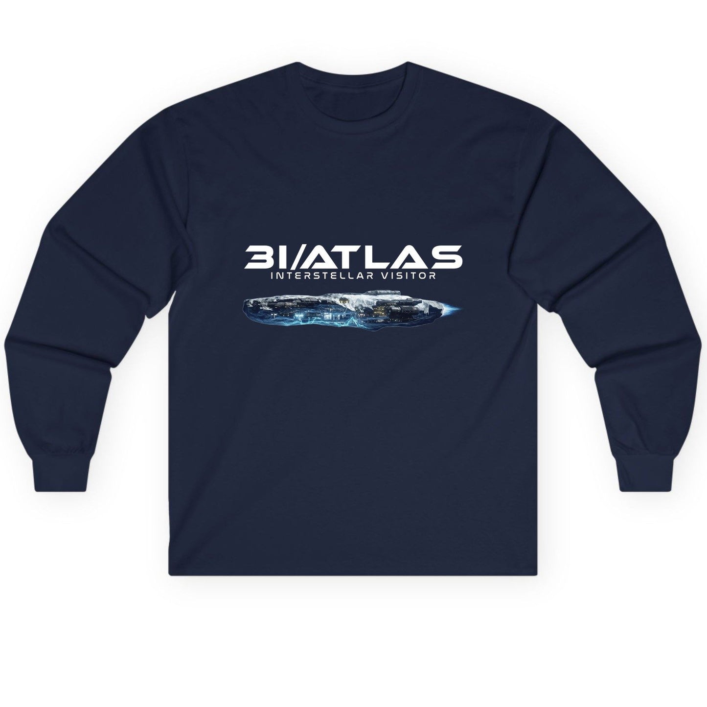 31 Atlas Interstellar Visitor sci-fi spaceship Long Sleeve Tee Navy product mockup