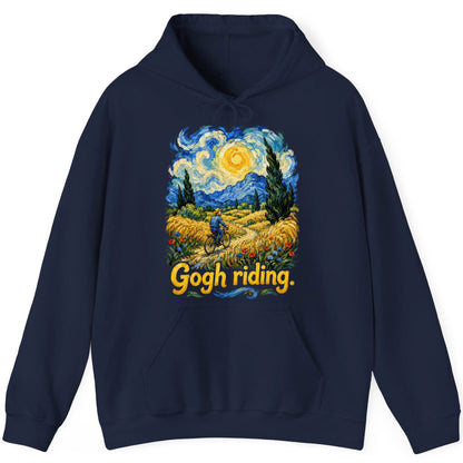Gogh Riding van gogh art parody Hoodie Navy product mockup