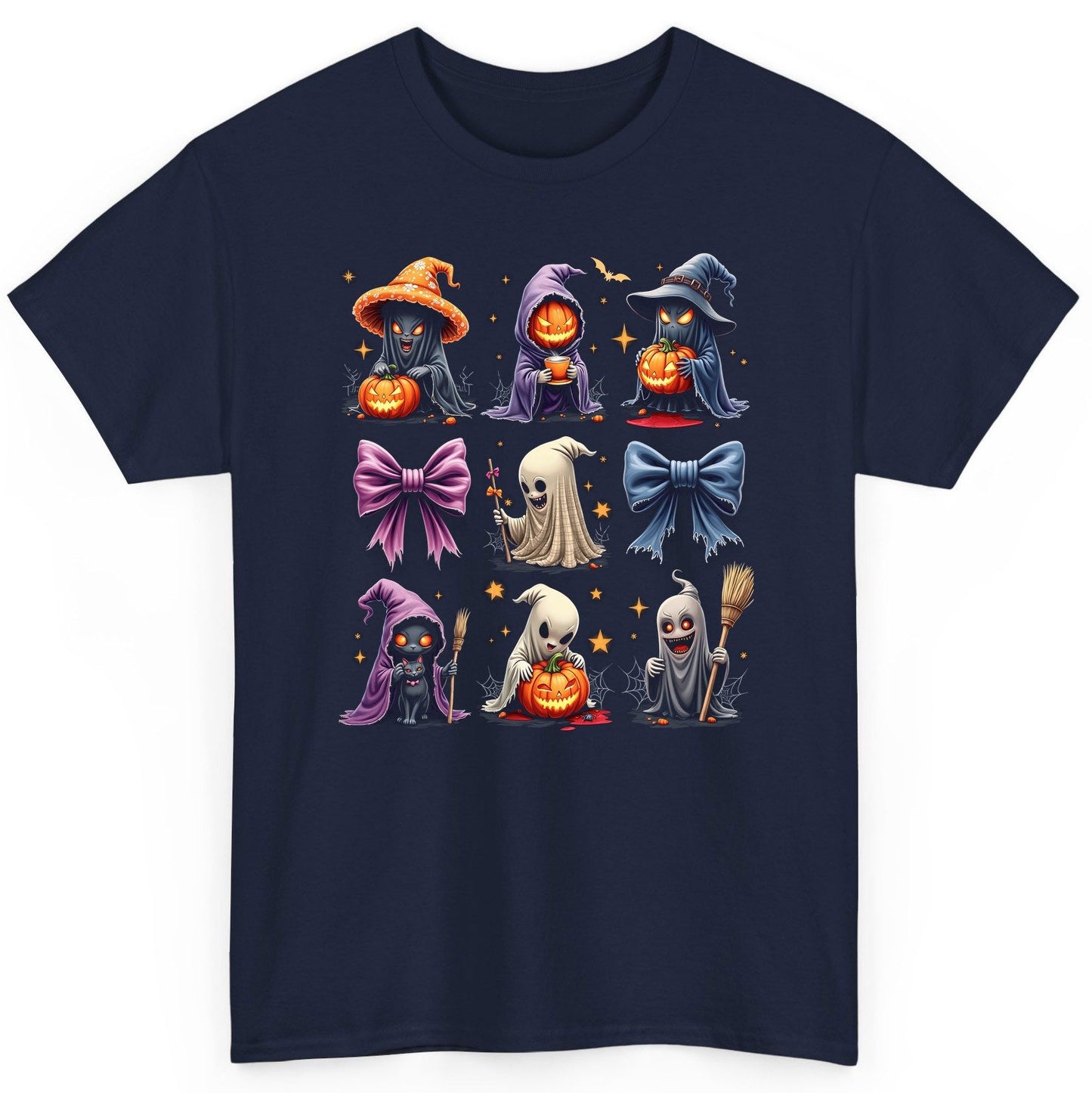 Spooky Cute Halloween Characters Halloween characters T-Shirt Navy product mockup