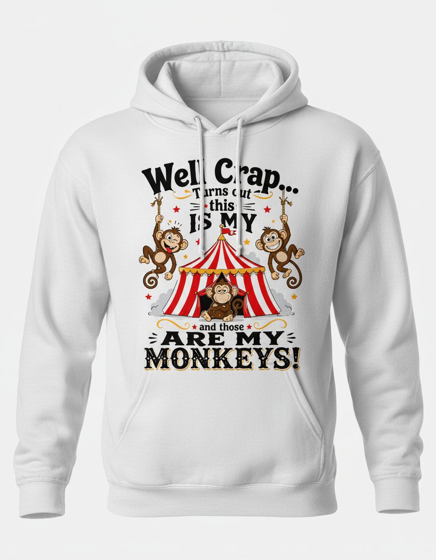 Well Crap Turns Out This IS MY CIRCUS and Those ARE MY Monkeys Hoodie - product mockup - White