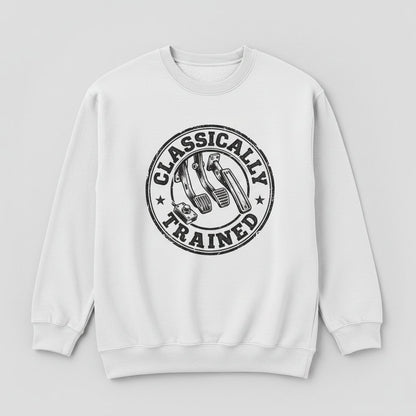 Classically Trained Vintage Manual Transmission Sweatshirt - product mockup - White