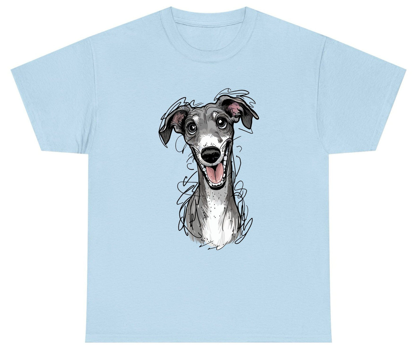 Smiling Greyhound Caricature greyhound Youth T-Shirt Light Blue product mockup