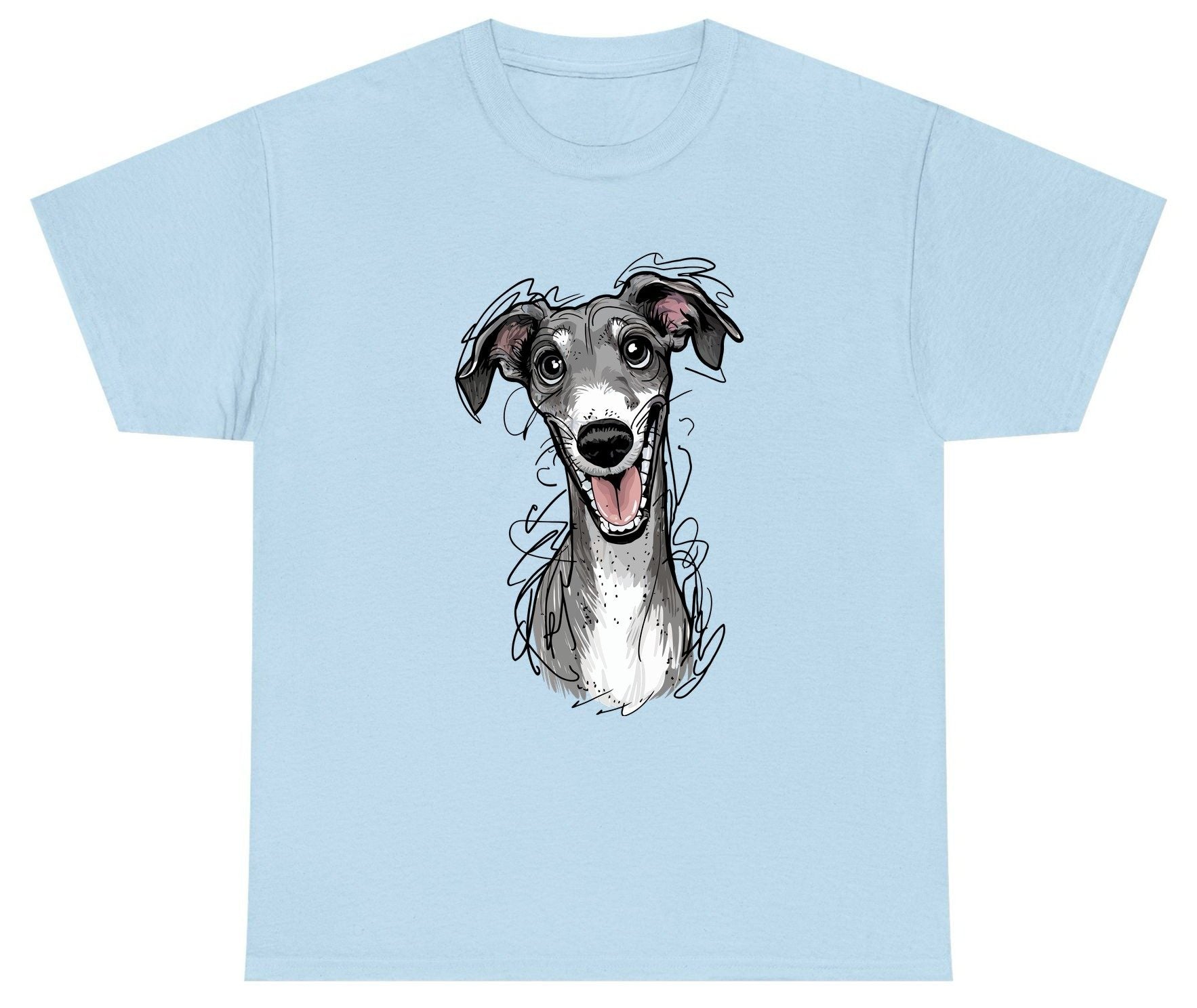 Smiling Greyhound Caricature greyhound Youth T-Shirt Light Blue product mockup