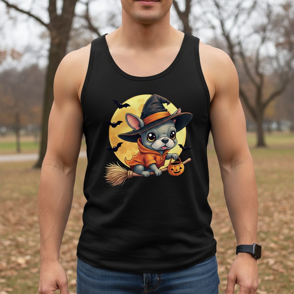 Cute Witch French Bulldog french bulldog Tank Top Black lifestyle mockup
