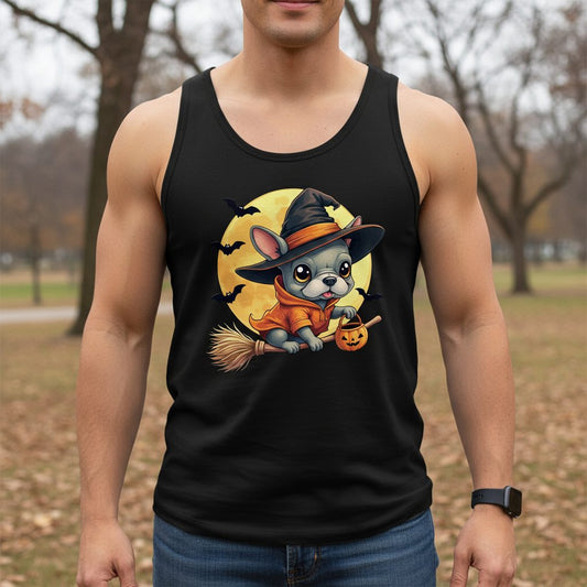 Cute Witch French Bulldog french bulldog Tank Top Black lifestyle mockup