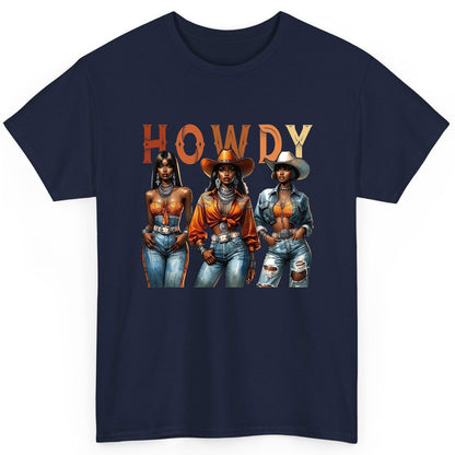 Howdy black cowgirls T-Shirt Navy product mockup