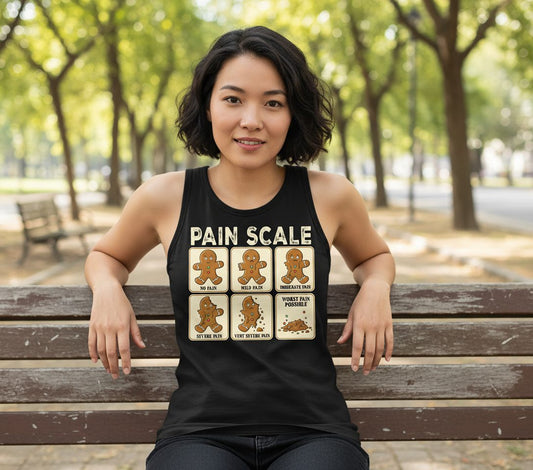 Pain Scale gingerbread man pain scale Tank Top Black lifestyle mockup