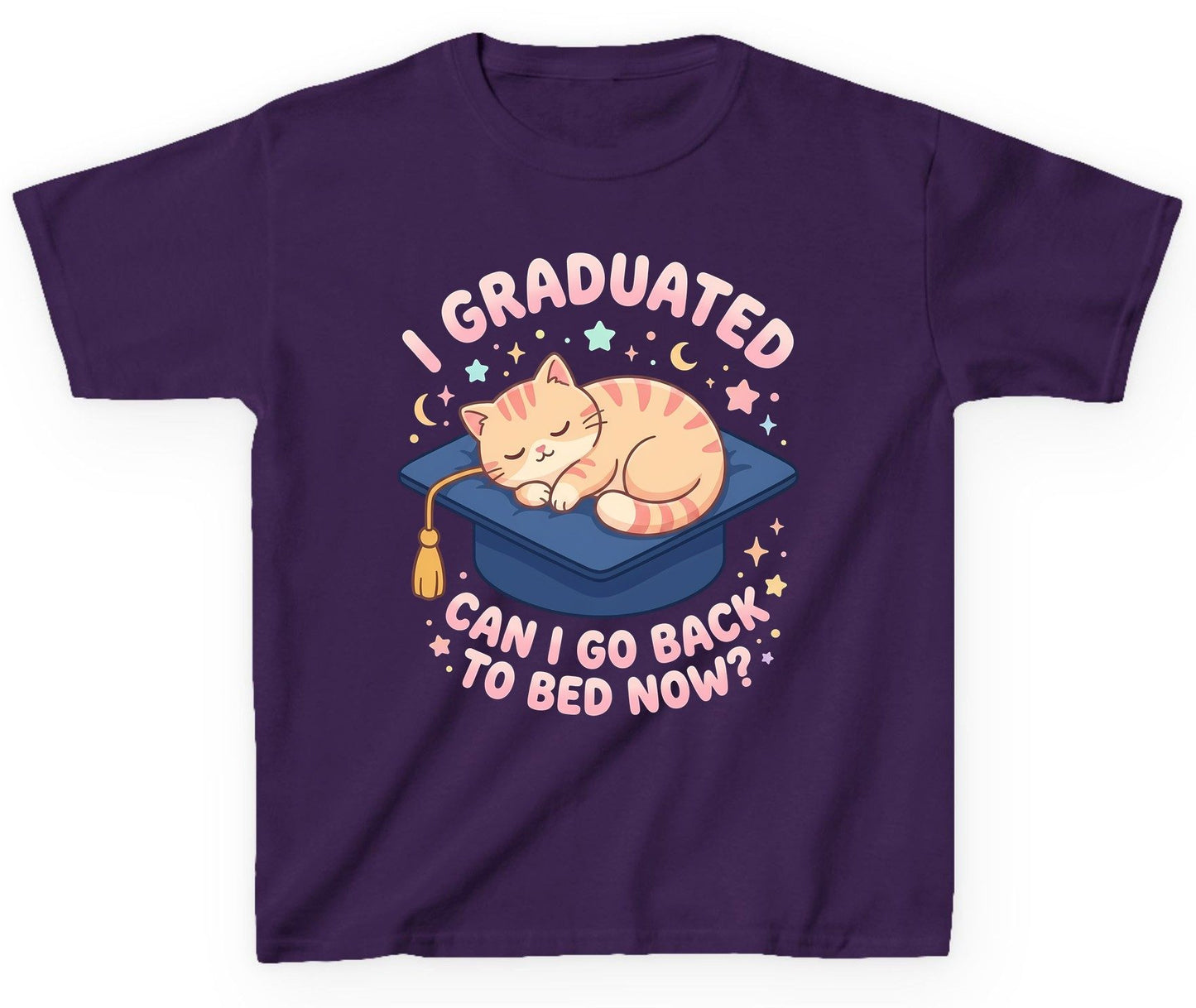 I Graduated CAN I GO BACK TO BED NOW Youth T-Shirt - product mockup - Purple
