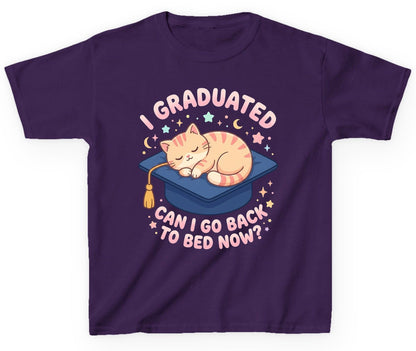 I Graduated CAN I GO BACK TO BED NOW Youth T-Shirt - product mockup - Purple