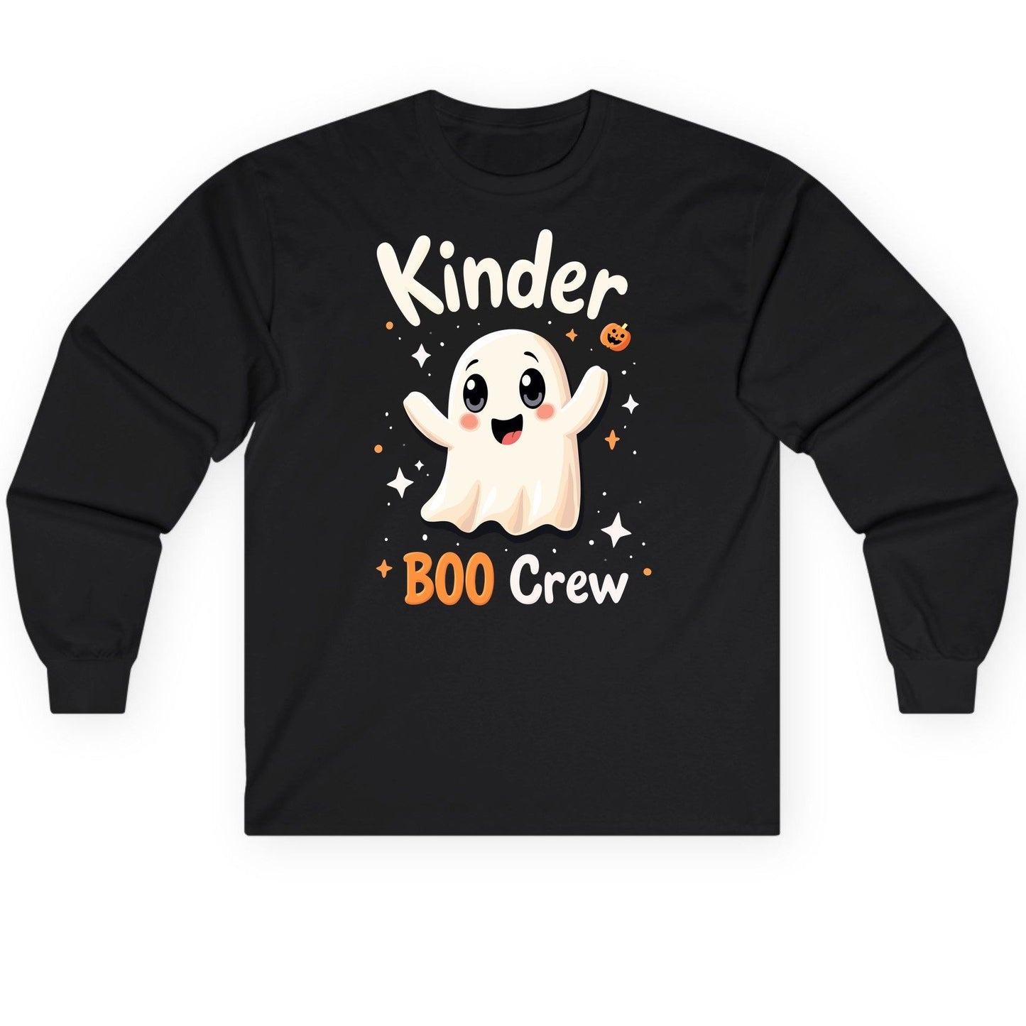 Kinder Boo Crew cute ghost Long Sleeve Tee Black product mockup