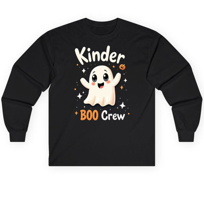 Kinder Boo Crew cute ghost Long Sleeve Tee Black product mockup
