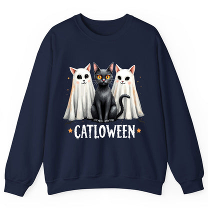 Catloween Halloween cats Sweatshirt Navy product mockup