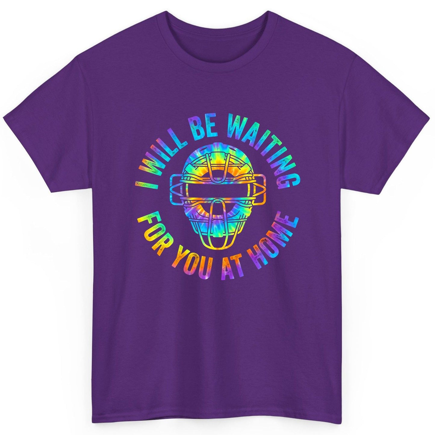I Will Be Waiting for You at Home baseball catcher T-Shirt Purple product mockup