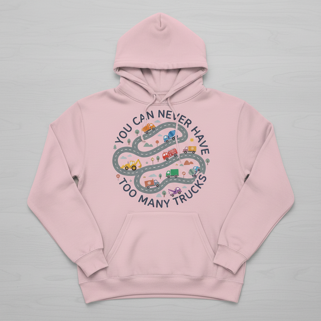 You Can Never Have Too Many Trucks Cartoon Design Hoodie - Light Pink