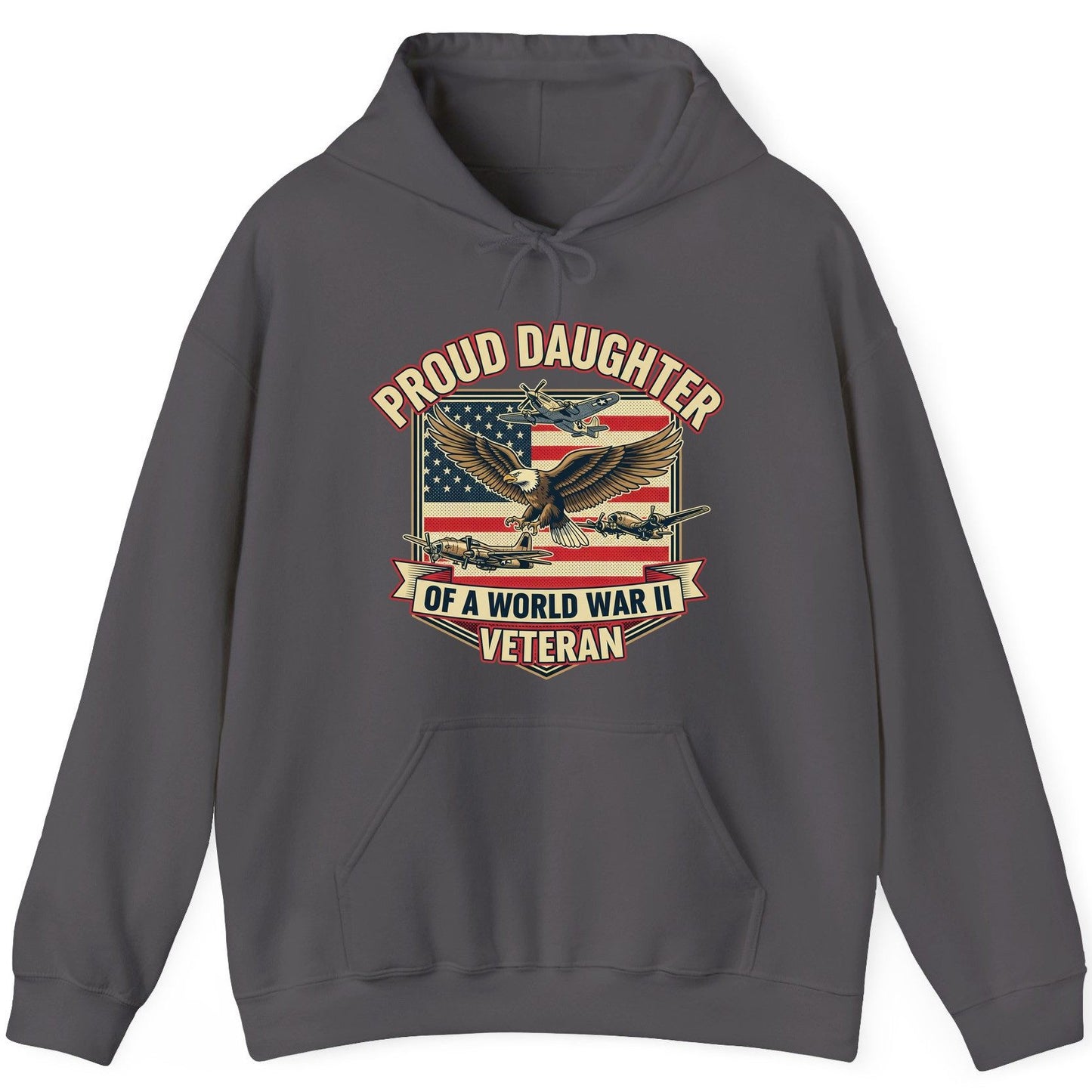 Proud Daughter of a World War Ii Veteran world war ii veteran Hoodie Charcoal product mockup