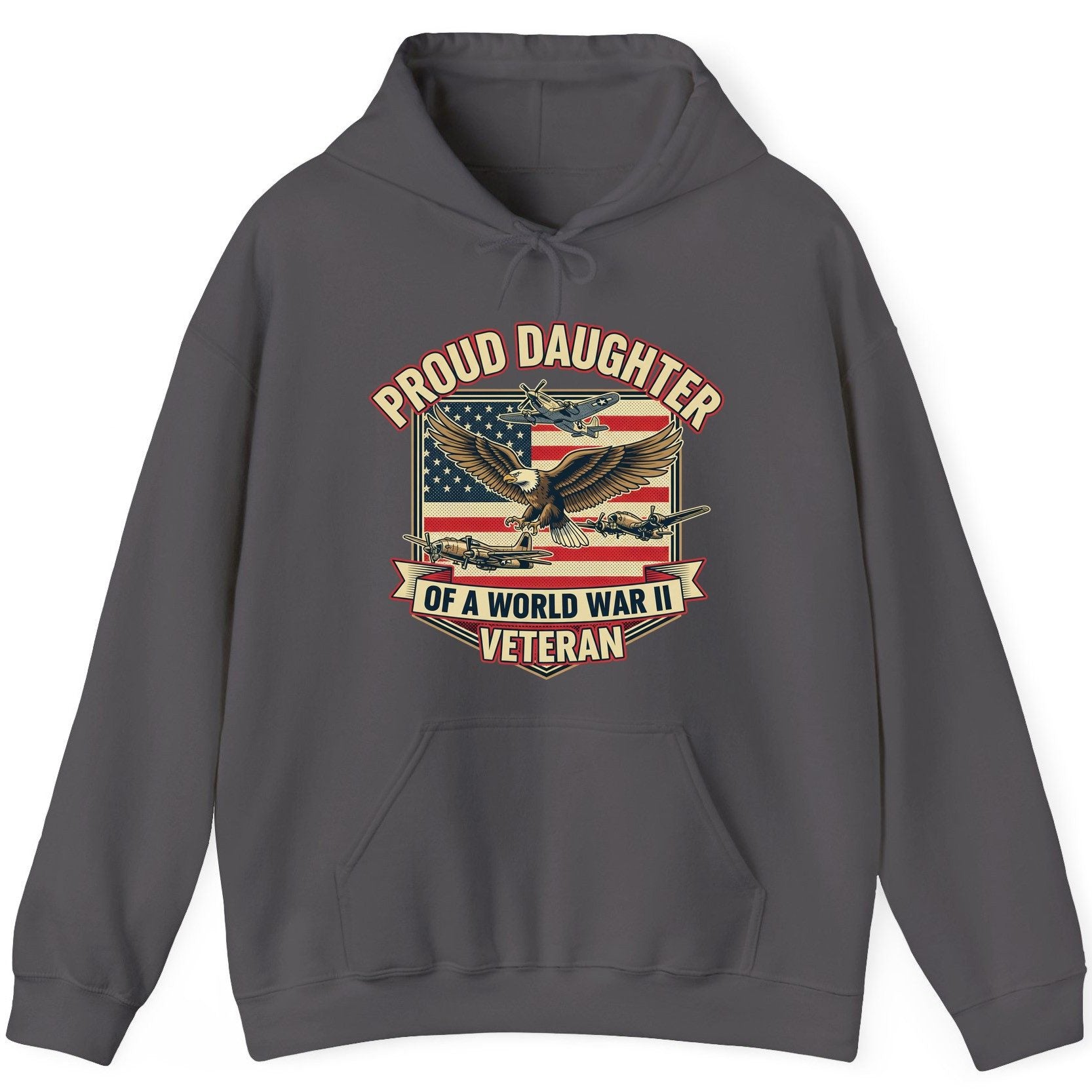 Proud Daughter of a World War Ii Veteran world war ii veteran Hoodie Charcoal product mockup