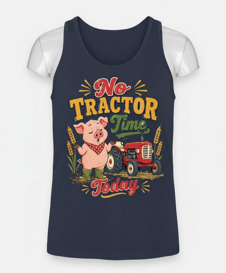 No Tractor Time Today Funny Farming Tank Top - product mockup - Navy