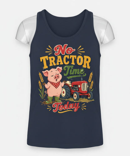 No Tractor Time Today Funny Farming Tank Top - product mockup - Navy