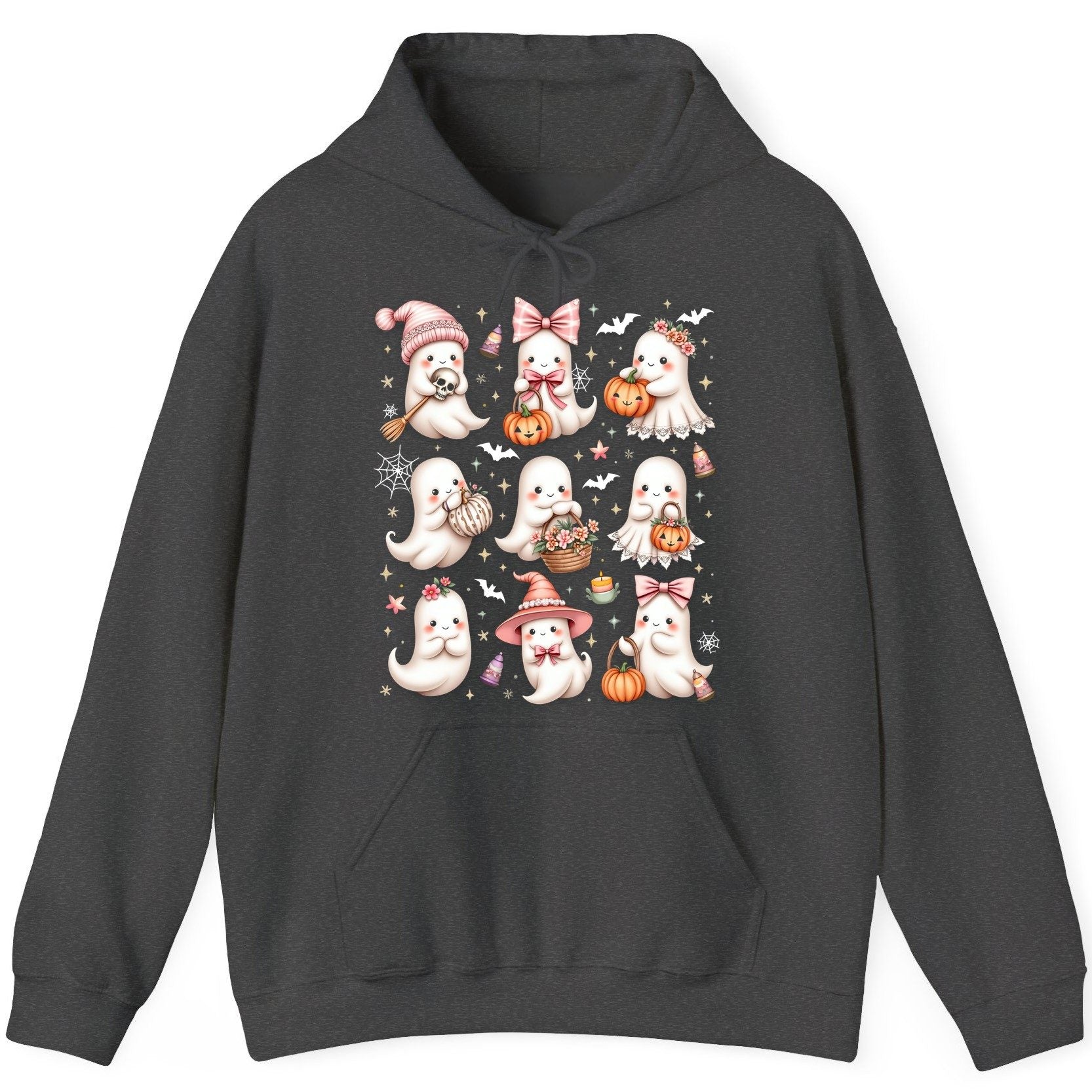 Cute Pink Halloween Ghosts cute Halloween ghosts Hoodie Dark Heather product mockup