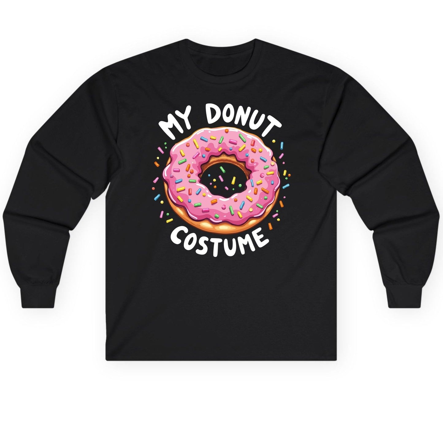 My Donut Costume donut Long Sleeve Tee Black product mockup