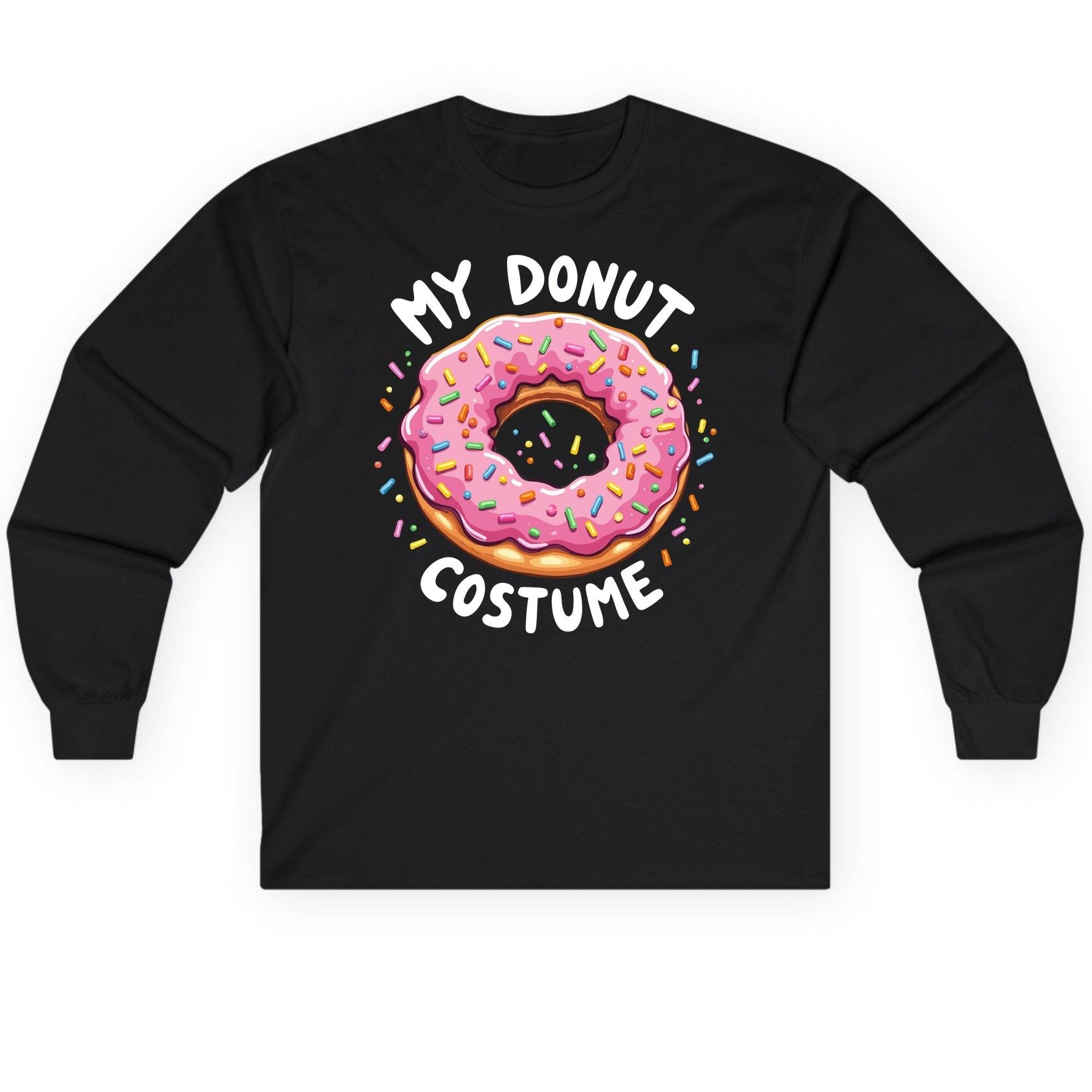 My Donut Costume donut Long Sleeve Tee Black product mockup