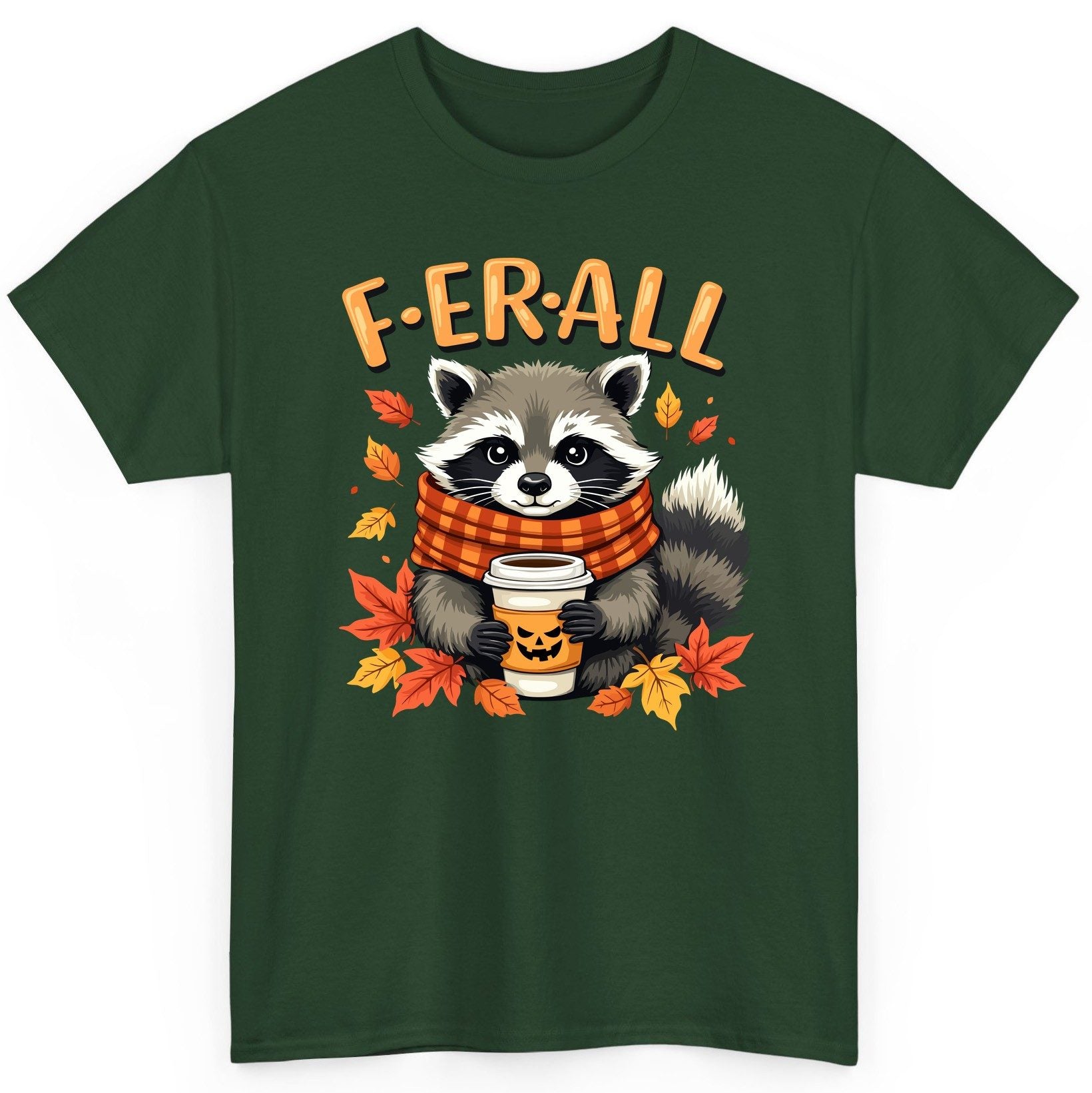 F ER All raccoon T-Shirt Forest Green product mockup