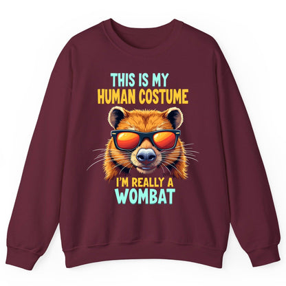 This Is My Human Costume I'm Really a Wombat wombat Sweatshirt Maroon product mockup