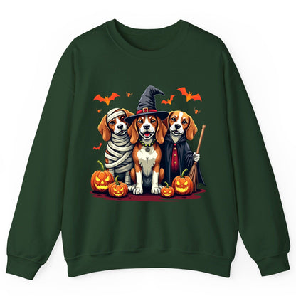 Halloween Beagles Costume beagles in Halloween costumes Sweatshirt Forest Green product mockup