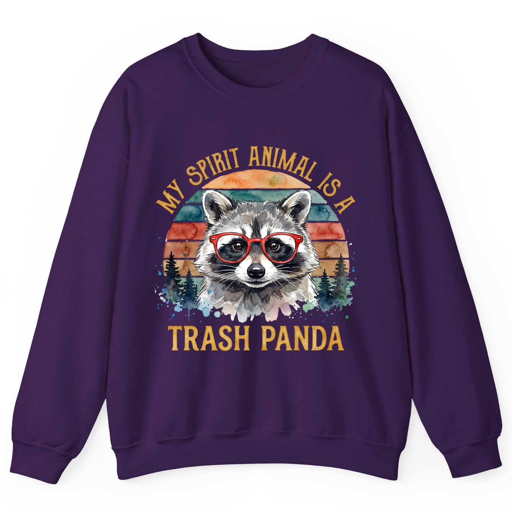 My Spirit Animal Is a Trash Panda raccoon Sweatshirt Purple product mockup
